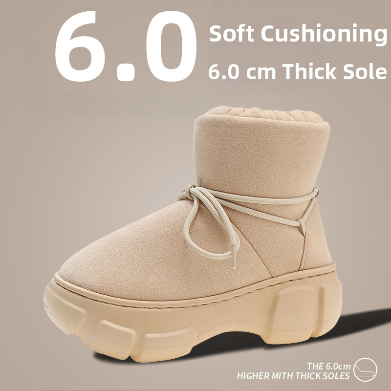Dámske snehové čižmy s hrubou podrážkou a platformou na zväčšenie výšky, podšité plyšom, nepremokavé