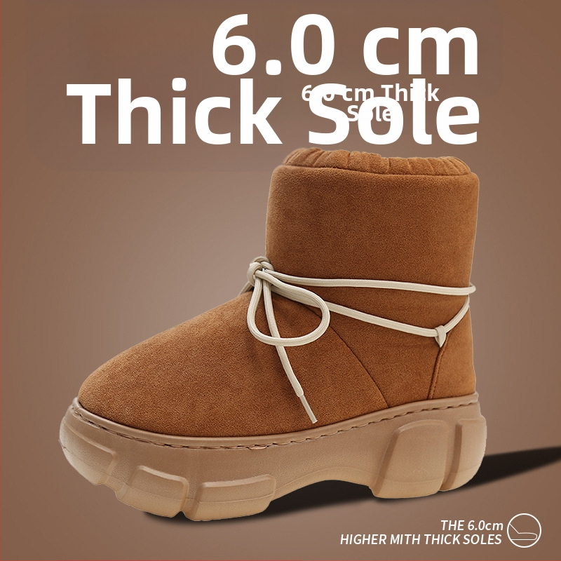 Dámske snehové čižmy s hrubou podrážkou a platformou na zväčšenie výšky, podšité plyšom, nepremokavé