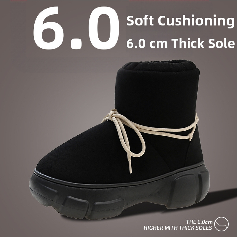 Dámske snehové čižmy s hrubou podrážkou a platformou na zväčšenie výšky, podšité plyšom, nepremokavé