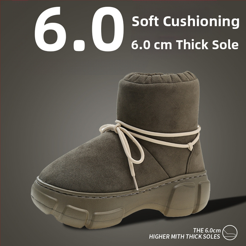 Dámske snehové čižmy s hrubou podrážkou a platformou na zväčšenie výšky, podšité plyšom, nepremokavé