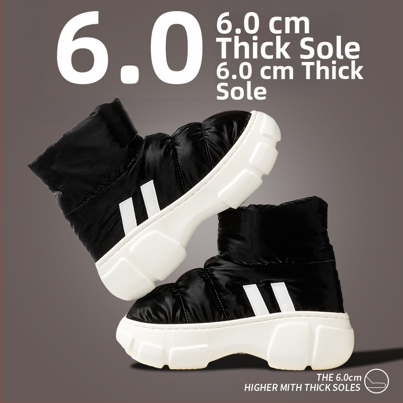 Dámske snehové čižmy s hrubou podrážkou a platformou na zväčšenie výšky, podšité plyšom, nepremokavé