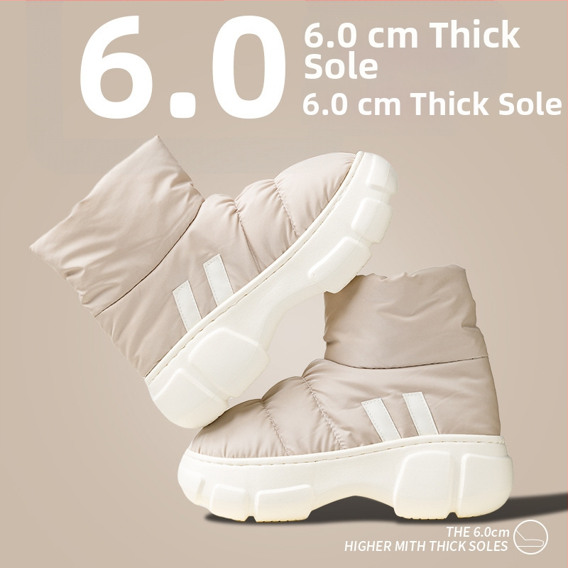 Dámske snehové čižmy s hrubou podrážkou a platformou na zväčšenie výšky, podšité plyšom, nepremokavé