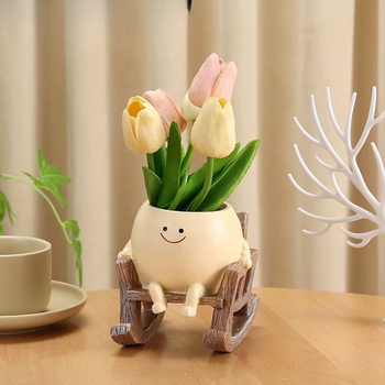 Mosolygó arcú sukulent lógó dísz, gyanta, festett, Márka: Manjo Chang Strength Factory