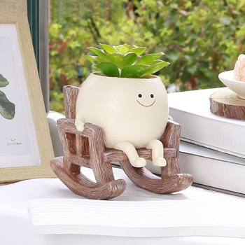 Mosolygó arcú sukulent lógó dísz, gyanta, festett, Márka: Manjo Chang Strength Factory