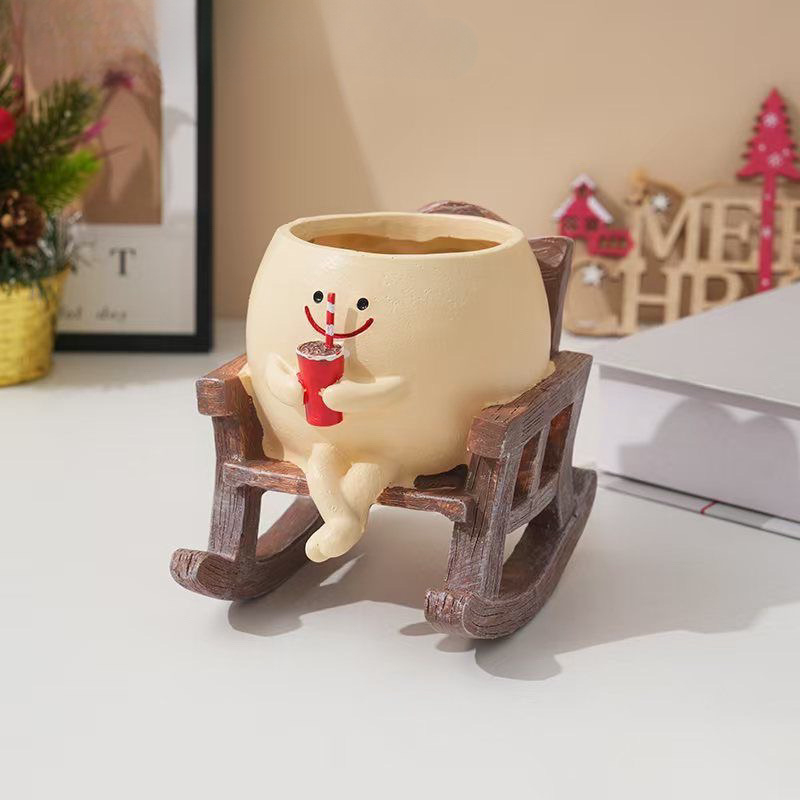 Mosolygó arcú sukulent lógó dísz, gyanta, festett, Márka: Manjo Chang Strength Factory