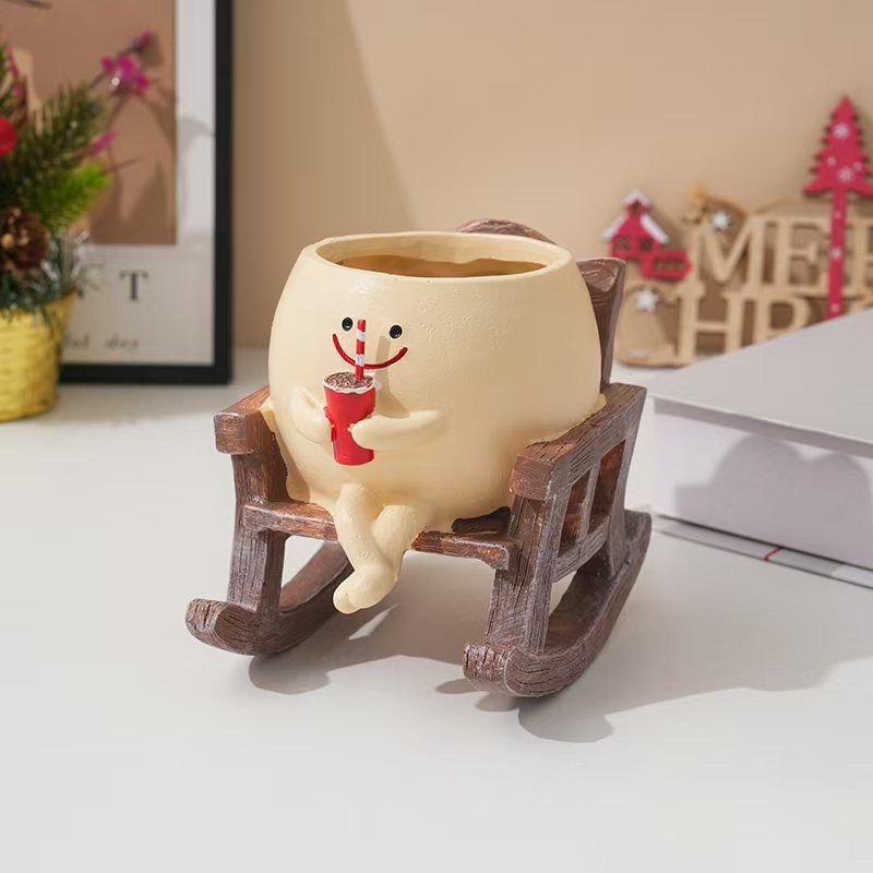 Mosolygó arcú sukulent lógó dísz, gyanta, festett, Márka: Manjo Chang Strength Factory