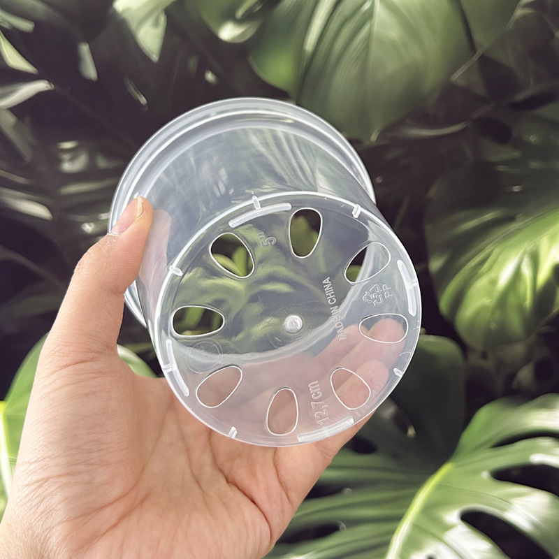 Prozirni plastični lonac za orhideje s kontrolom korijena i prozračnim čašicama, pogodan za Phalaenopsis i Dendrobium, 3,5–4 inča