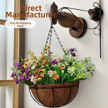 Zavesiteľný kvetinový kôš, kruhový, z umeleckého železa, európsky štýl, značka Create Season