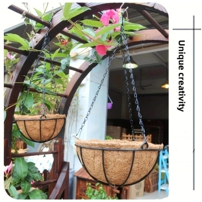 Függő virágtartó kosár, kör alakú, vasművészeti kivitelben, európai stílus, Create Season márka