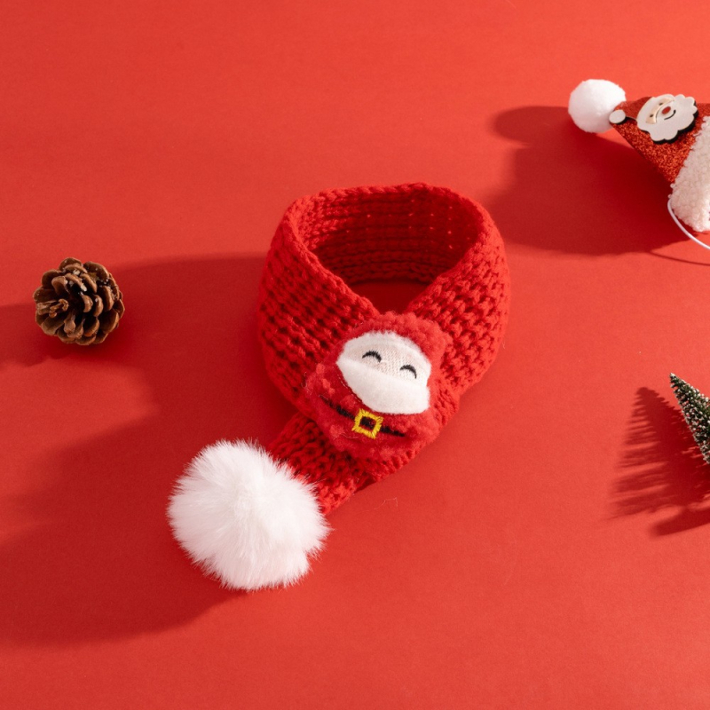 Κοστούμι Χριστουγέννων για κατοικίδια: φουλάρι και καπέλο για μικρά σκυλιά και γάτες – καρτούν μοτίβο, πολυεστέρας, ύφανση μηχανή, επεξεργασία χειροποίητη, άνοιξη και φθινόπωρο