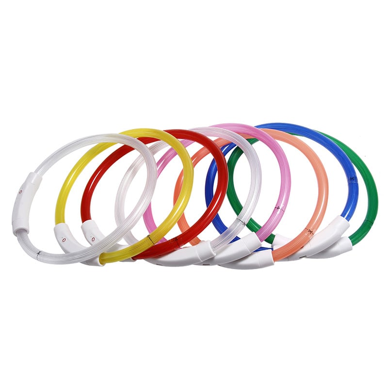 LED φωτιζόμενο κολάρο κατοικίδιων, USB επαναφορτιζόμενο, πλαστικό, για σκύλους και γάτες