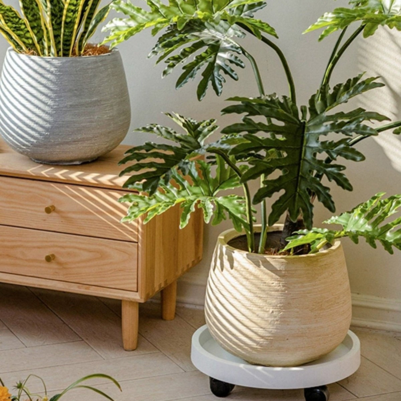 Kerek kerámia virágtartó, kézzel készített, beltéri és kültéri használatra, nappalira és kertbe