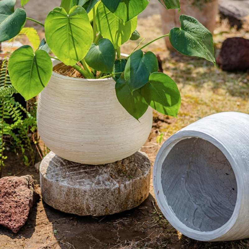 Kerek kerámia virágtartó, kézzel készített, beltéri és kültéri használatra, nappalira és kertbe