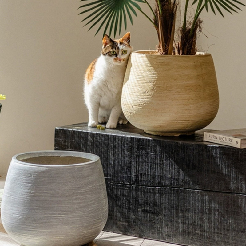 Kerek kerámia virágtartó, kézzel készített, beltéri és kültéri használatra, nappalira és kertbe
