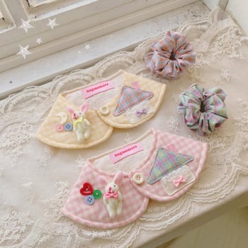 Κασκόλ για κατοικίδια με μοτίβο καρό σε πλέγμα, βαμβακετός twill, εκτύπωση, για γάτες και σκύλους