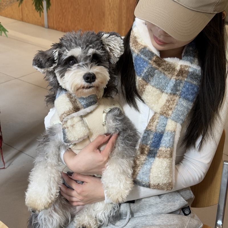 Μαντήλι κατοικίδιων για τον χειμώνα – πολυεστέρας, κατάλληλο για σκύλους και γάτες, καρό μοτίβο