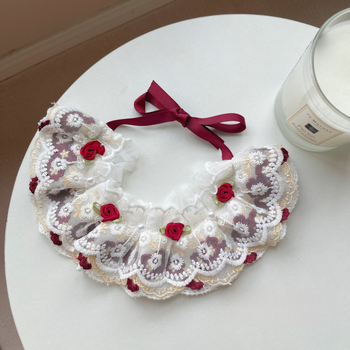 Πετσέτα σάλι για γάτες με λουλουδένιο μοτίβο, ύφασμα βαμβακοπολυεστέρα, πλεκτή ύφανση, κέντημα, στυλ πριγκίπισσας