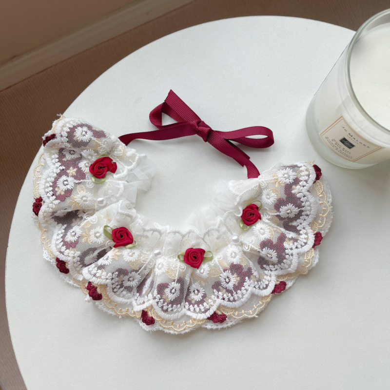 Πετσέτα σάλι για γάτες με λουλουδένιο μοτίβο, ύφασμα βαμβακοπολυεστέρα, πλεκτή ύφανση, κέντημα, στυλ πριγκίπισσας