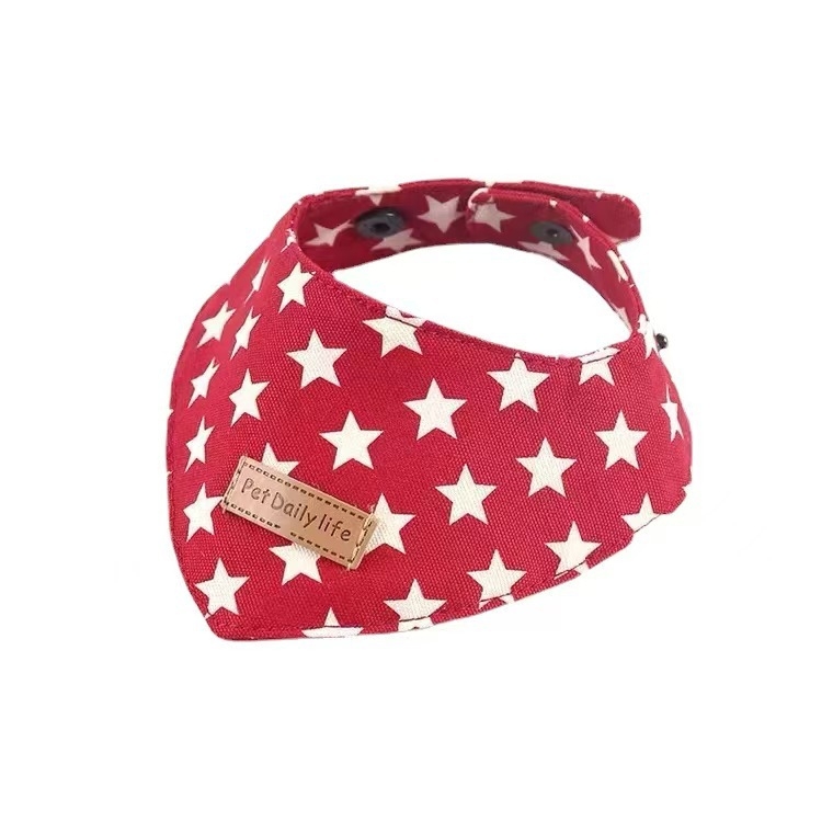 Τριγωνικό φουλάρι για κατοικίδια, σχέδιο πέντε ακμών αστέρι, πολυεστέρας, twill ύφανση, στυλ καουμπόι