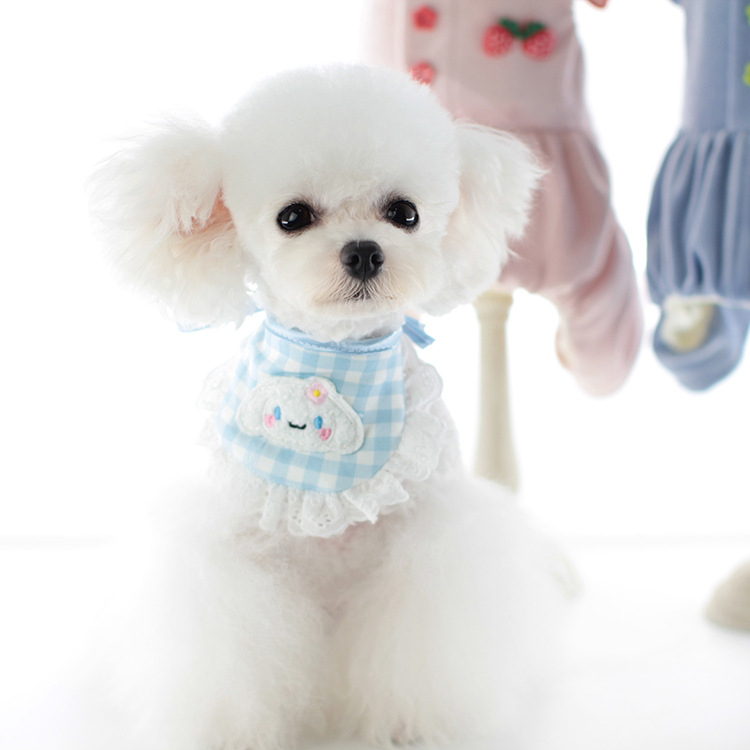 Kutya- és macska nyálvédő bib — aranyos mintákkal Teddy, Corgi, Schnauzer és Pudel