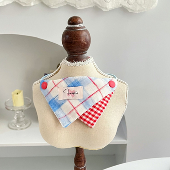 Τρίγωνικό φουλάρι-βιβ για κατοικίδια με καρό μοτίβο – 100% βαμβάκι, απλή ύφανση, εκτύπωση