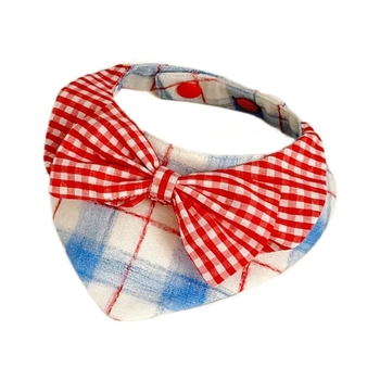 Τρίγωνικό φουλάρι-βιβ για κατοικίδια με καρό μοτίβο – 100% βαμβάκι, απλή ύφανση, εκτύπωση