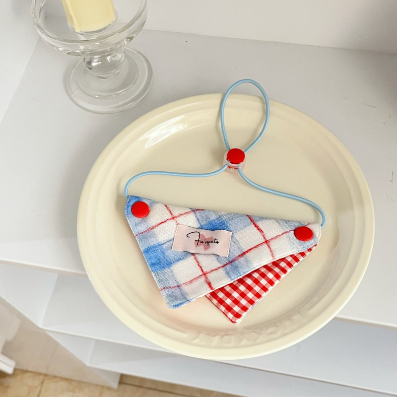 Τρίγωνικό φουλάρι-βιβ για κατοικίδια με καρό μοτίβο – 100% βαμβάκι, απλή ύφανση, εκτύπωση