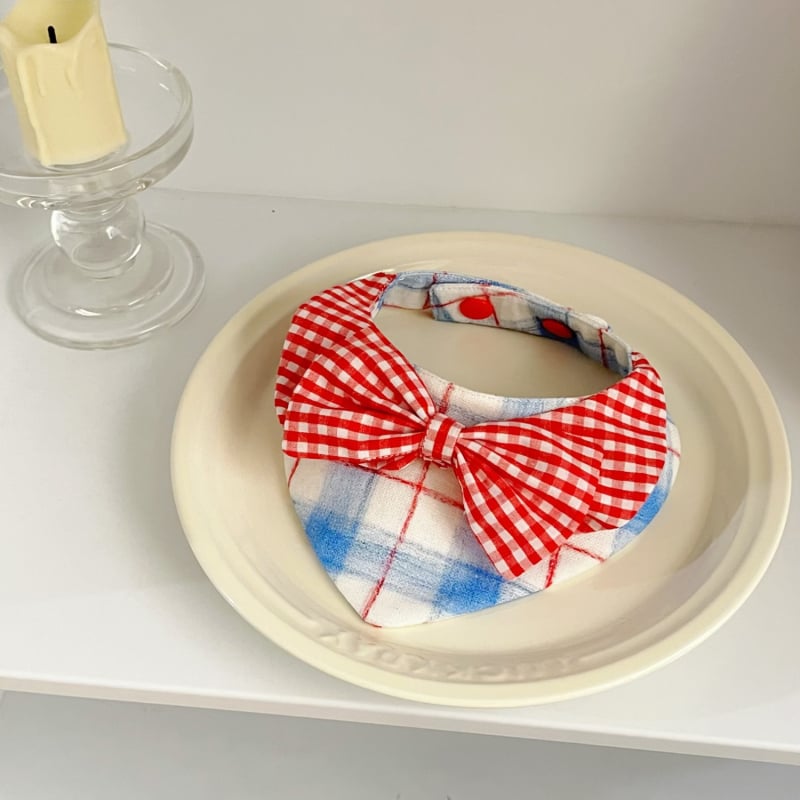 Τρίγωνικό φουλάρι-βιβ για κατοικίδια με καρό μοτίβο – 100% βαμβάκι, απλή ύφανση, εκτύπωση