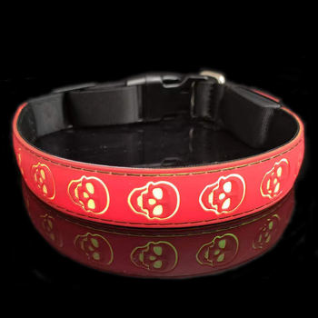 Κολάρο σκύλου με σχέδιο κρανίου, φωτεινό, επαναφορτιζόμενο, υλικό: μαλακό κόλλα + νάιλον