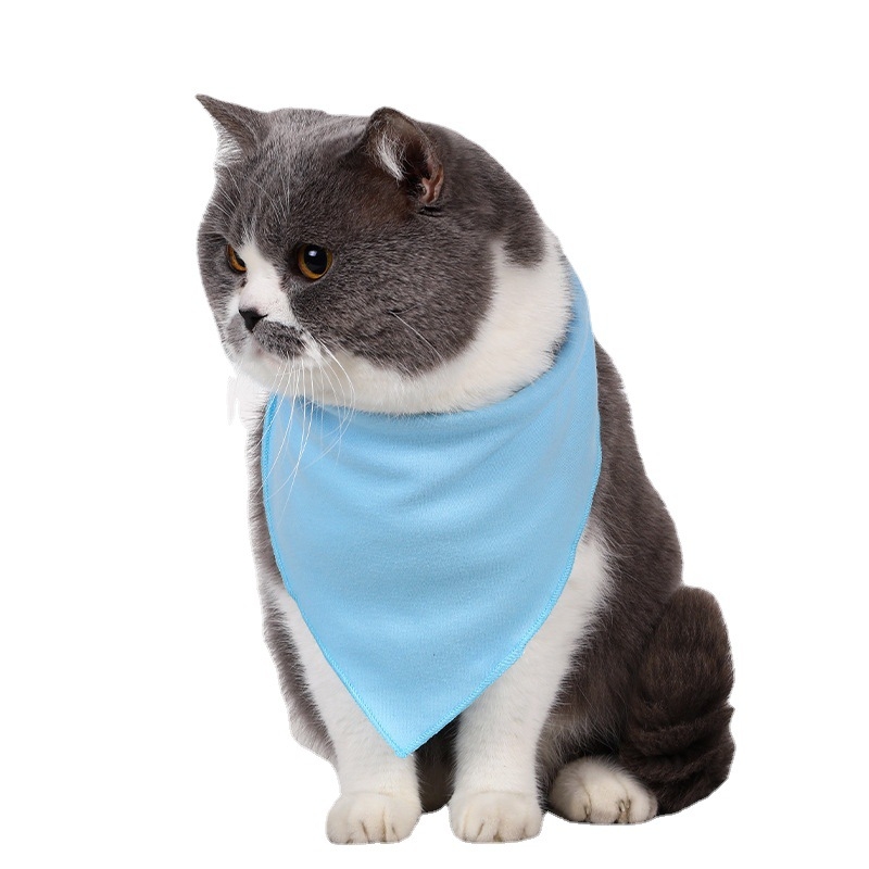 Pet Pola eșarfă triunghiulară din bumbac-poliester pentru câini și pisici, margine curbată, pentru patru anotimpuri, stil de relaxare