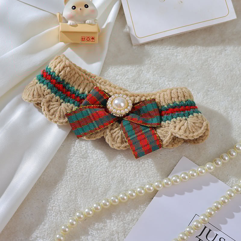 Meow garden βιντάζ υφαντό μάλλινο κολάρο κατοικίδιων για γάτες και σκύλους, μοτίβο σε χρωματικό μπλοκ, ευρεία χρήση, στυλ πριγκίπισσα.