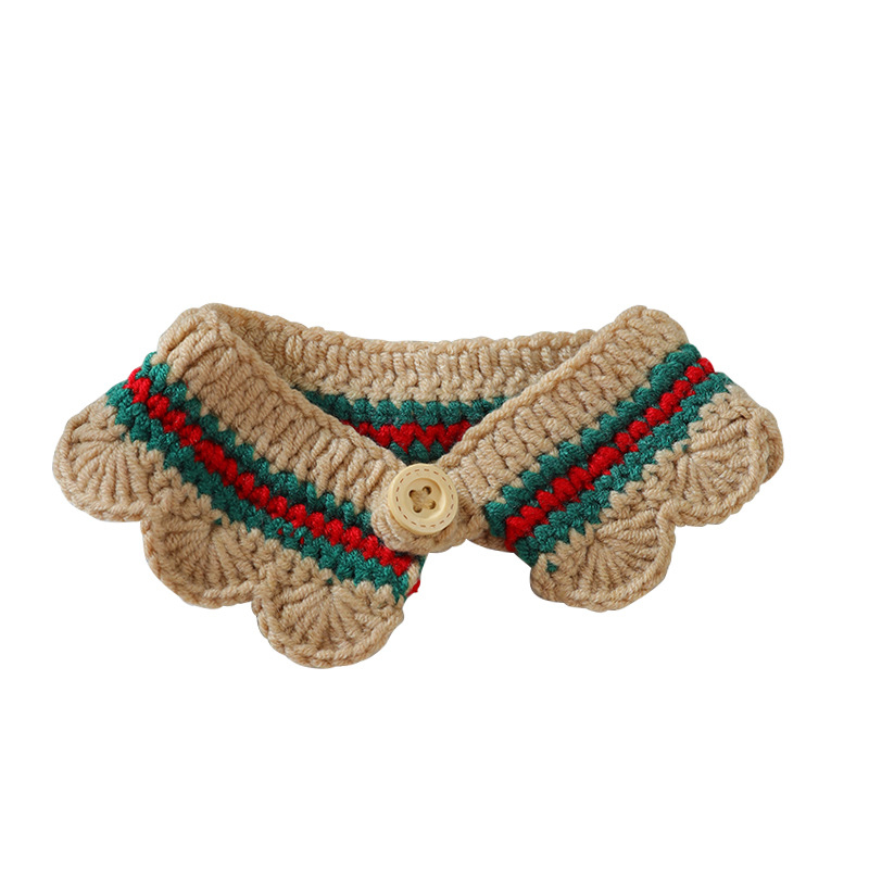 Meow garden βιντάζ υφαντό μάλλινο κολάρο κατοικίδιων για γάτες και σκύλους, μοτίβο σε χρωματικό μπλοκ, ευρεία χρήση, στυλ πριγκίπισσα.