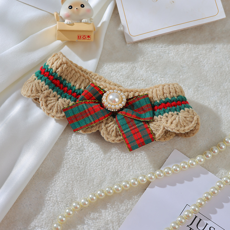 Meow garden βιντάζ υφαντό μάλλινο κολάρο κατοικίδιων για γάτες και σκύλους, μοτίβο σε χρωματικό μπλοκ, ευρεία χρήση, στυλ πριγκίπισσα.