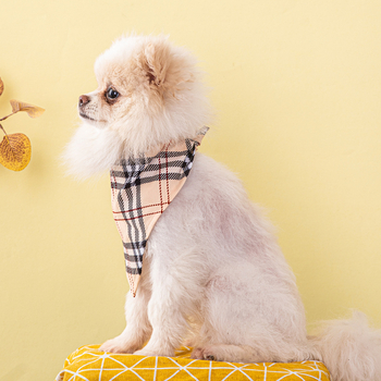Τριγωνικός φουλάρι για κατοικίδια με καρό μοτίβο, πολυεστέρας, ύφανση τβιλ, εκτύπωση, για χρήση όλες τις εποχές