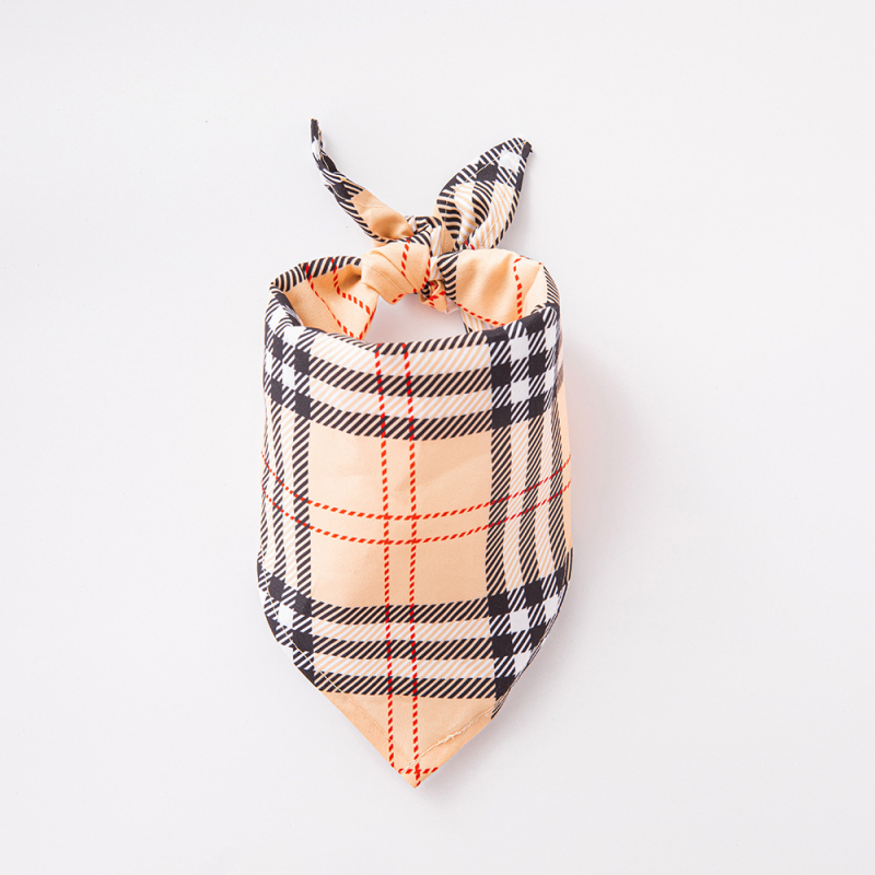 Τριγωνικός φουλάρι για κατοικίδια με καρό μοτίβο, πολυεστέρας, ύφανση τβιλ, εκτύπωση, για χρήση όλες τις εποχές