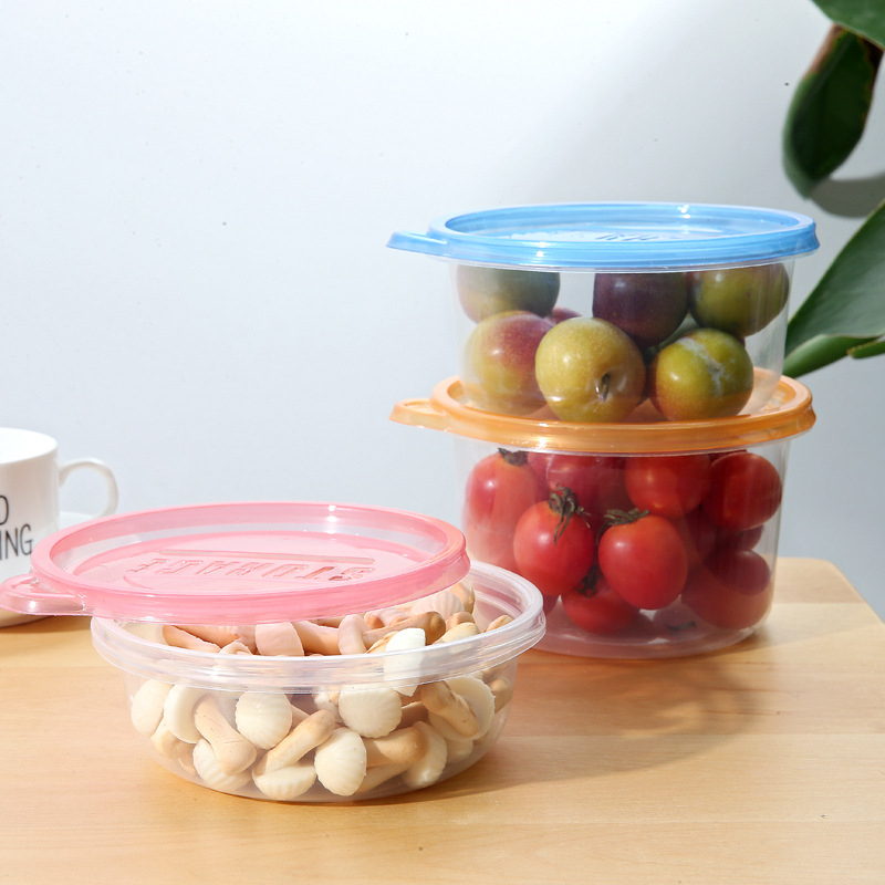 Кръгли съдове за хранителни продукти с капак, еднократни кутии за бързо хранене, PP, 300 комплекта в кутия, подходящи за микровълнова печка