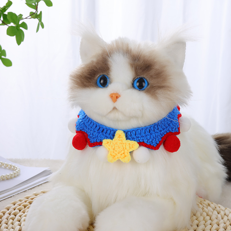 Colier tricotat pentru animale de companie din lână — model bloc (Potrivit pentru toate sezoanele)