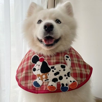 Kutyanyálvédő kendő kockás mintával, pamut-poliészter anyagból, minden évszakra, Japán/Korea stílusú