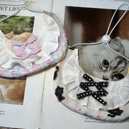 Bibe pentru saliva pentru animale de companie, design guler păpușă, bloc de culoare, bumbac-poliester, pentru câini și pisici
