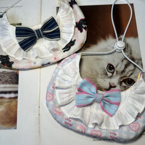 Bibe pentru saliva pentru animale de companie, design guler păpușă, bloc de culoare, bumbac-poliester, pentru câini și pisici
