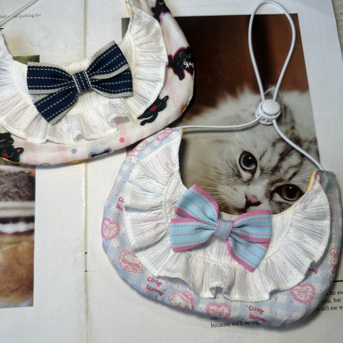 Bibe pentru saliva pentru animale de companie, design guler păpușă, bloc de culoare, bumbac-poliester, pentru câini și pisici