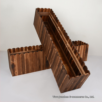 Kültéri szenesített, korrózióálló fa virágtartó elválasztóval, retro pastoraális stílus, kézzel készült, Jun Zhen márka, alkalmas alap virágcserepek és művirág-endezésekhez