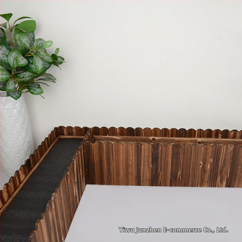 Kültéri szenesített, korrózióálló fa virágtartó elválasztóval, retro pastoraális stílus, kézzel készült, Jun Zhen márka, alkalmas alap virágcserepek és művirág-endezésekhez