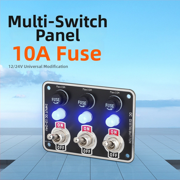 Αυτοκινητικό πάνελ με πολλαπλούς διακόπτες και LED οθόνη, αντικαταστάσιμο θήκη ασφαλειών και διακόπτης εναλλαγής — Luminous 3BG-3ST-2