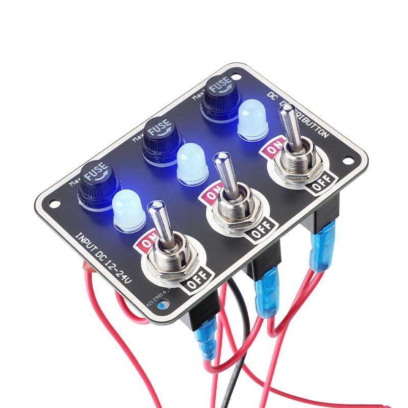 Αυτοκινητικό πάνελ με πολλαπλούς διακόπτες και LED οθόνη, αντικαταστάσιμο θήκη ασφαλειών και διακόπτης εναλλαγής — Luminous 3BG-3ST-2