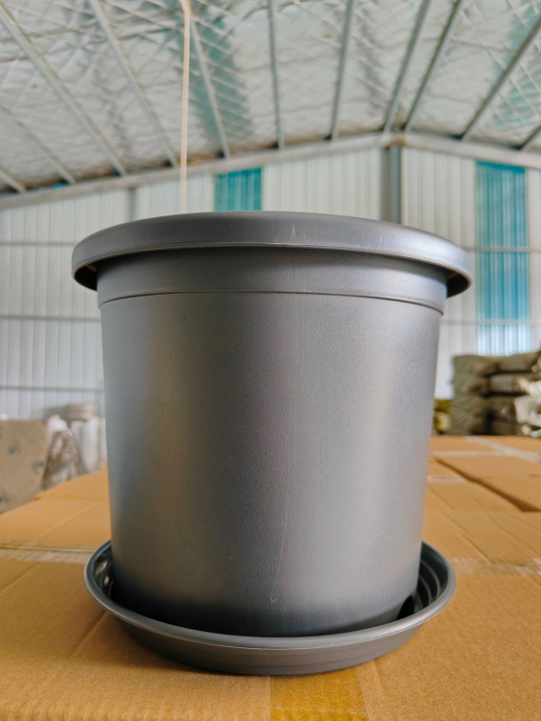 Cvjetni lonac, okrugli, plastični, minimalistički dizajn; za stolnu i podnu uporabu; pogodan za ured, dom i balkon - Huwei