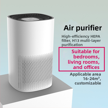 Inteligentni pročišćivač zraka za unutarnju upotrebu s HEPA filtracijom, stolni minimalistički dizajn, protok zraka 51–150 m³/h, tiho rada <36 dB, napajanje AC, dodirno upravljanje, pogodan za prostoriju do 10 m²