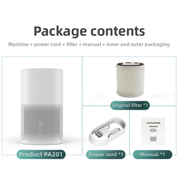 Inteligentni pročišćivač zraka za unutarnju upotrebu s HEPA filtracijom, stolni minimalistički dizajn, protok zraka 51–150 m³/h, tiho rada <36 dB, napajanje AC, dodirno upravljanje, pogodan za prostoriju do 10 m²