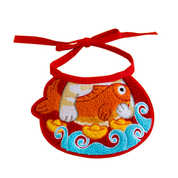 Állatok számára készült törölközővel hímzett kötény karikatúra koi motívummal