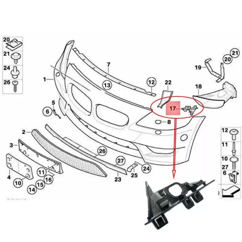 Prednji nosači branika lijevi i desni za BMW Z4 E85/E86, 2002-2007, dijelni brojevi 51117165179, 51117165180